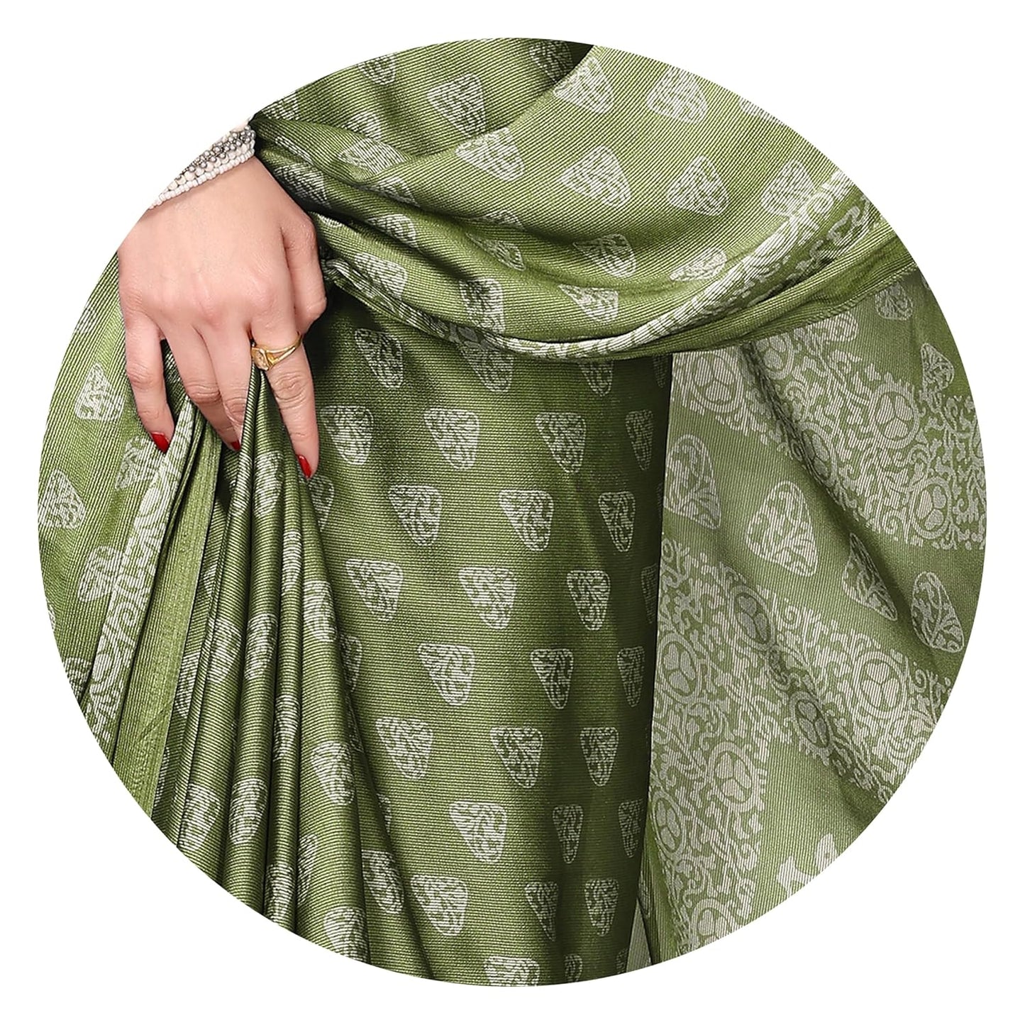 Women's Chiffon Block Printed Saree with Blouse Piece