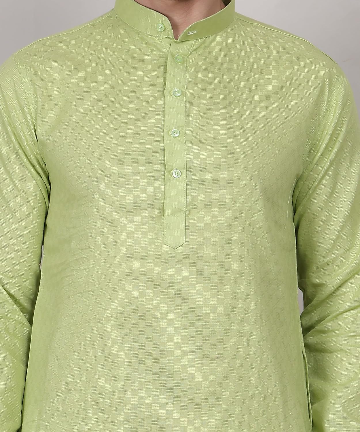 Men's Cotton Kurta, Mandarin Collar, Long Sleeve