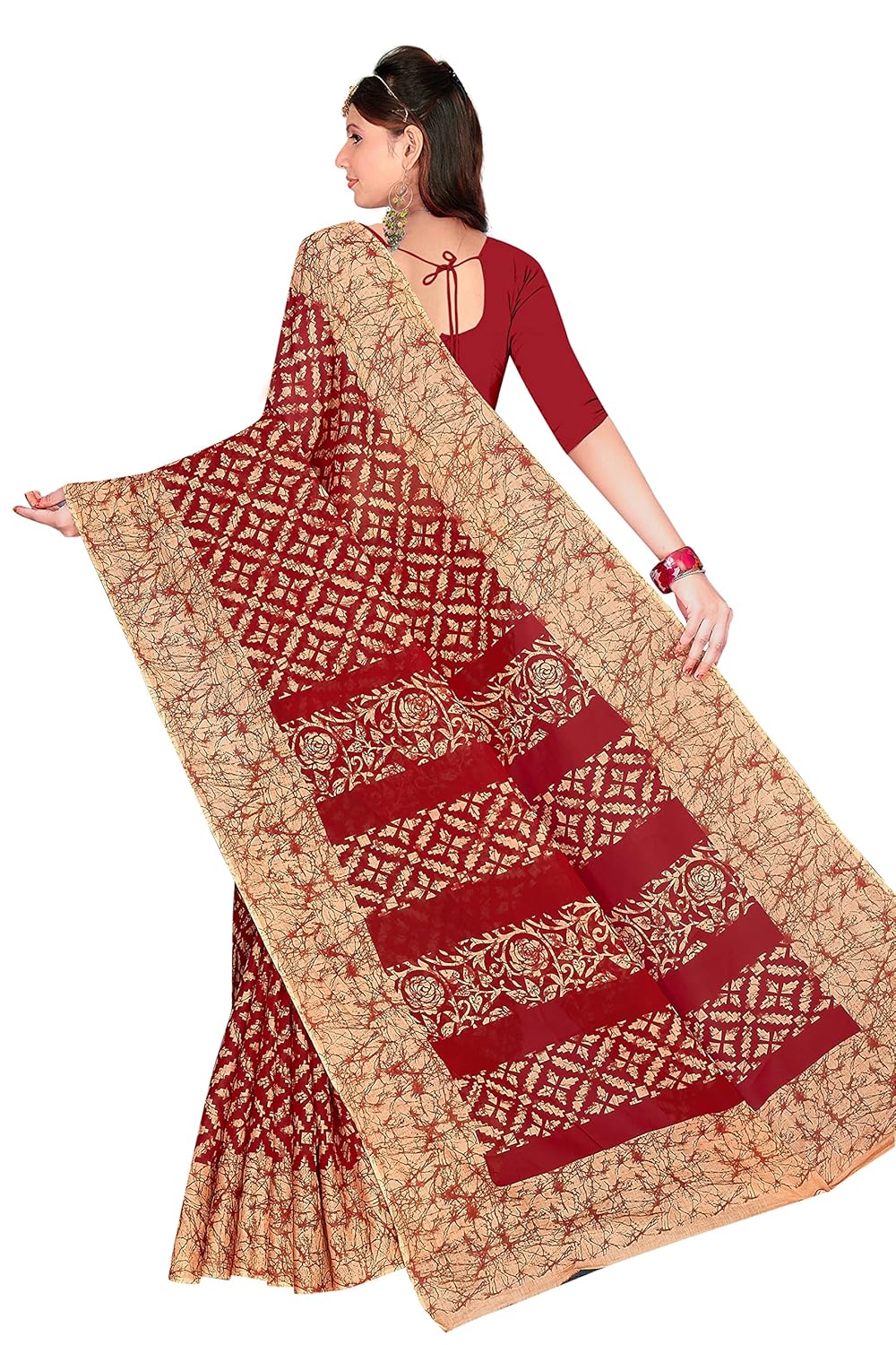 Women's Plain Pure Cotton Saree Without Blouse Piece
