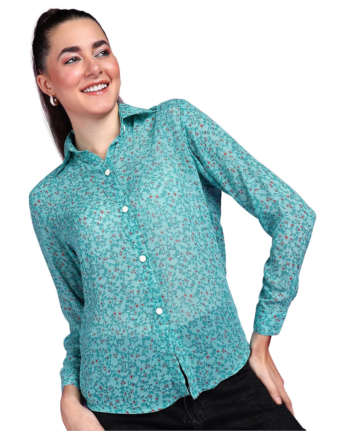 POPWINGS Printed Full-Sleeves Regular-Fit Polyester