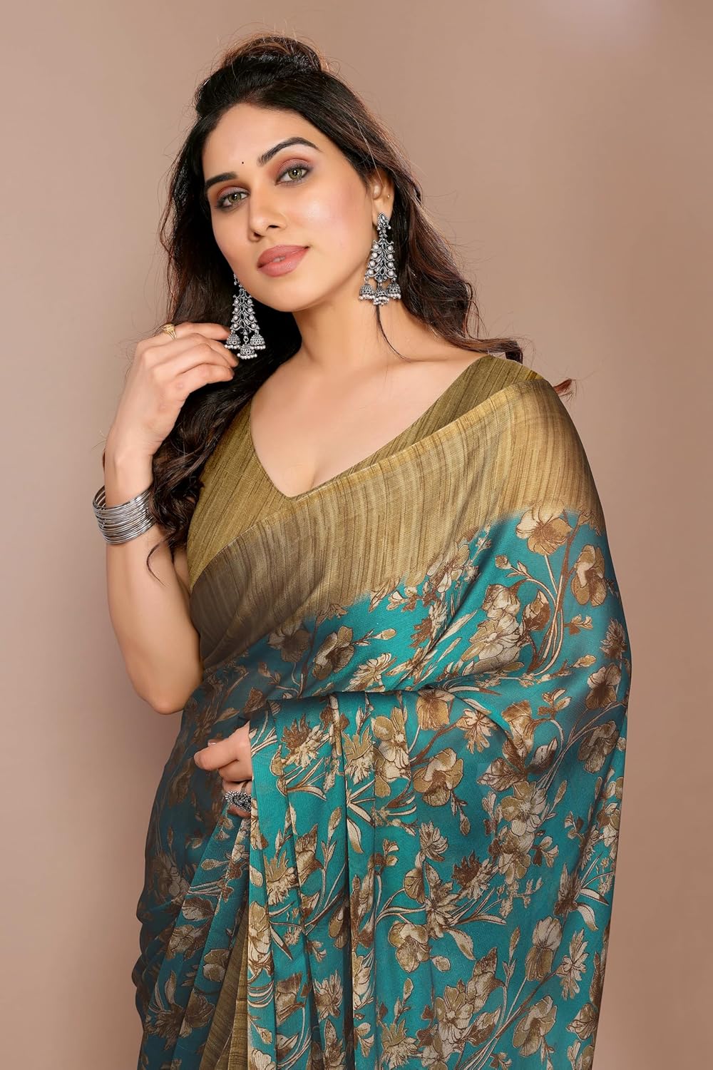 Women's Printed Saree with Blouse Piece