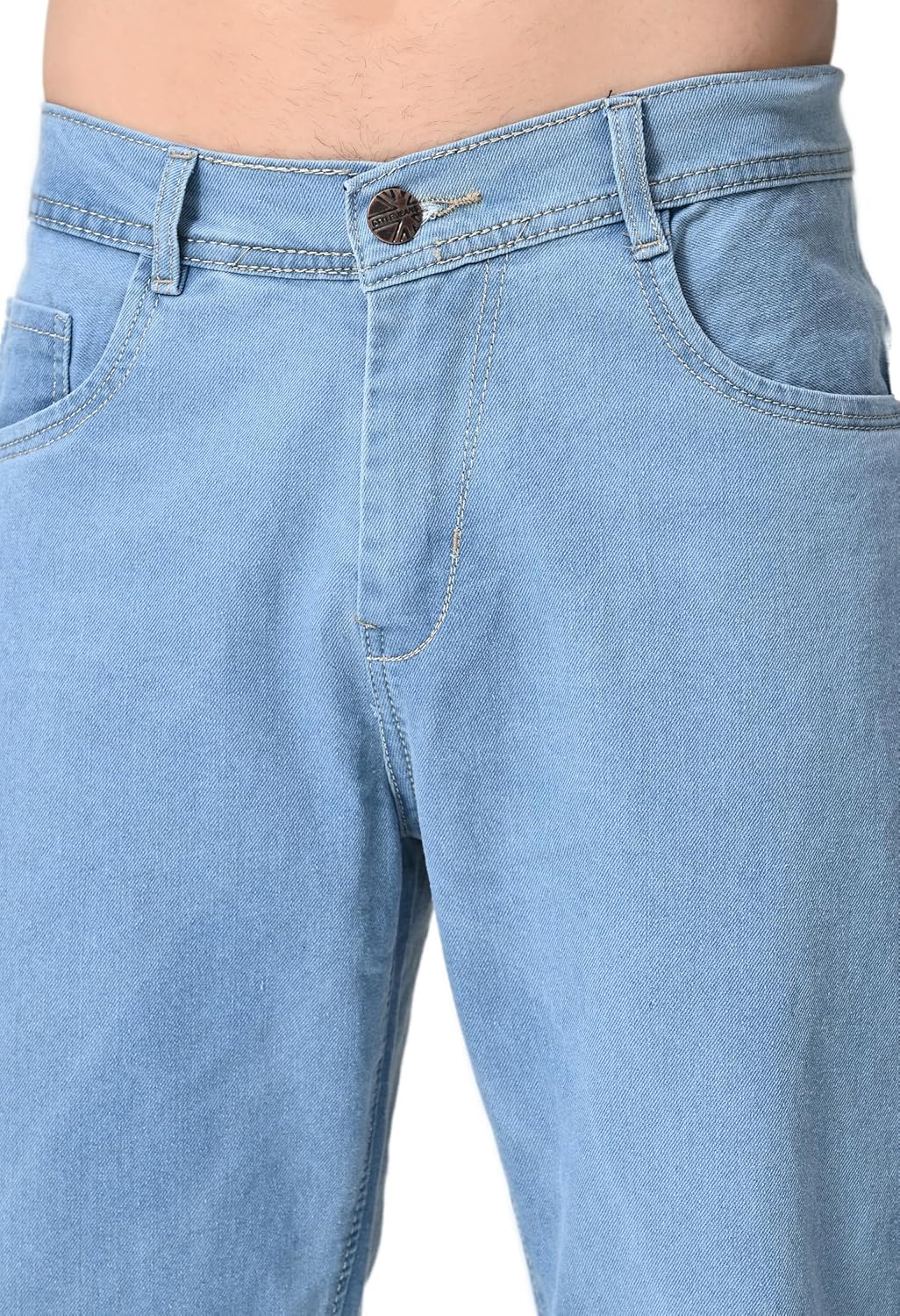 COMFITS Men's Regular Fit Baggy Jeans, Light Sky Blue