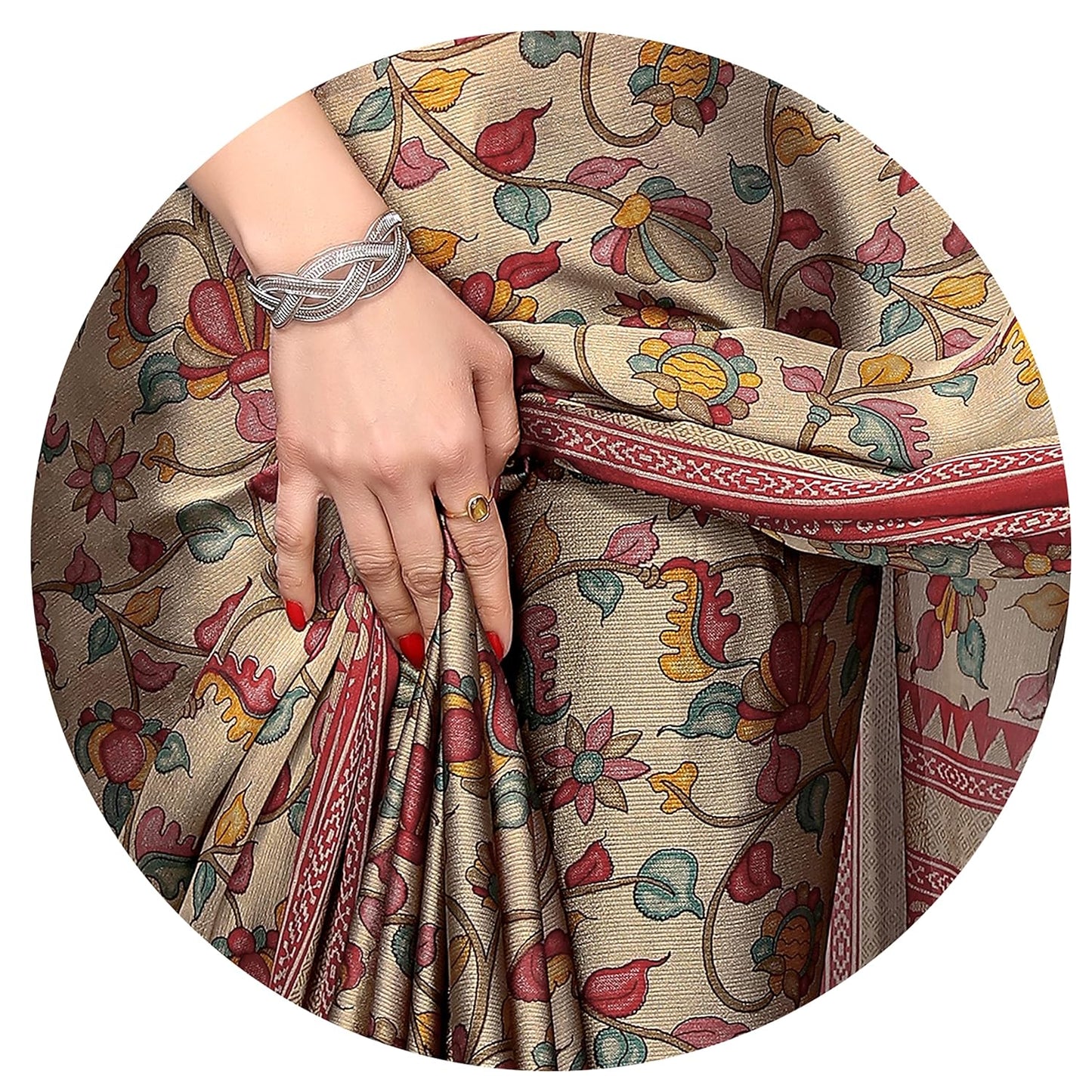 Women's Chiffon Floral Printed Saree with Blouse Piece