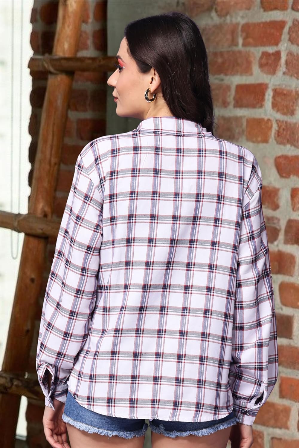 POPWINGS Casual Checks Print Shirt for Women
