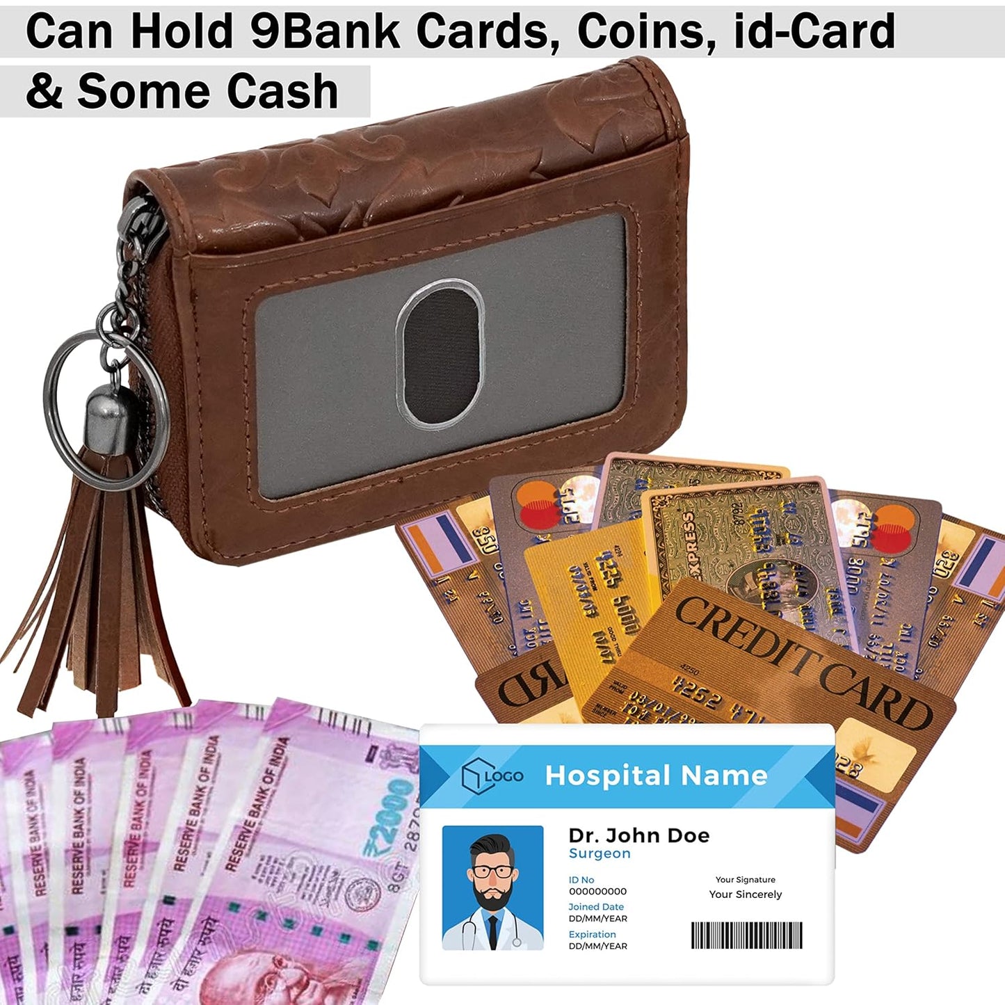 Storite PU Leather 9 Slot Vertical Credit Debit Card