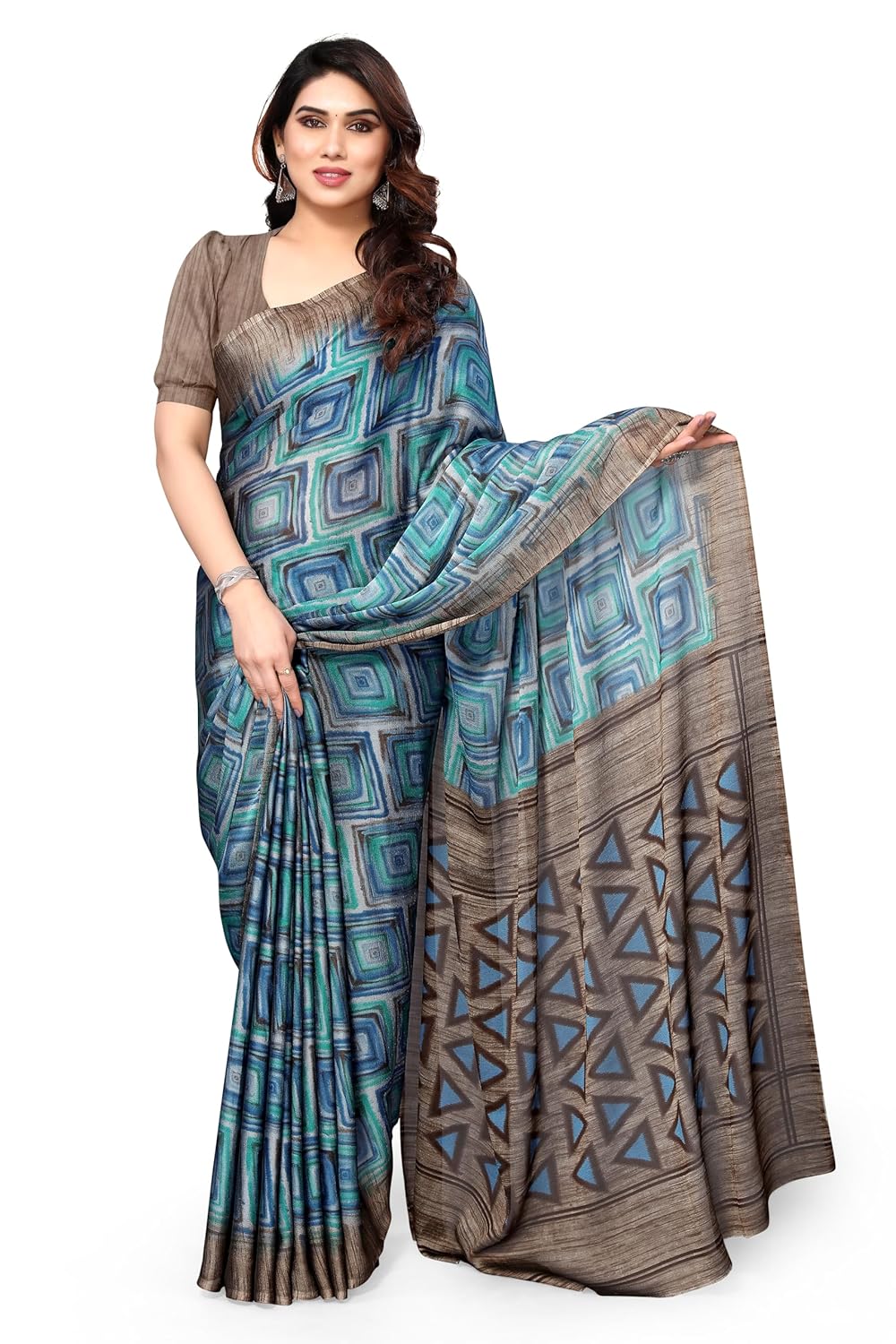 Women's Chiffon Printed Saree with BlousePiece