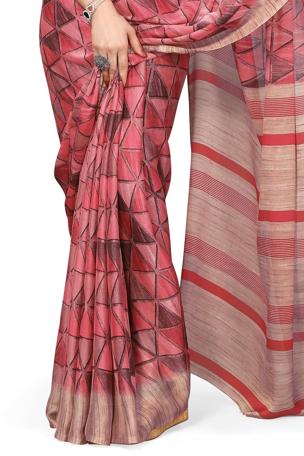Women's Chiffon Printed Saree with BlousePiece