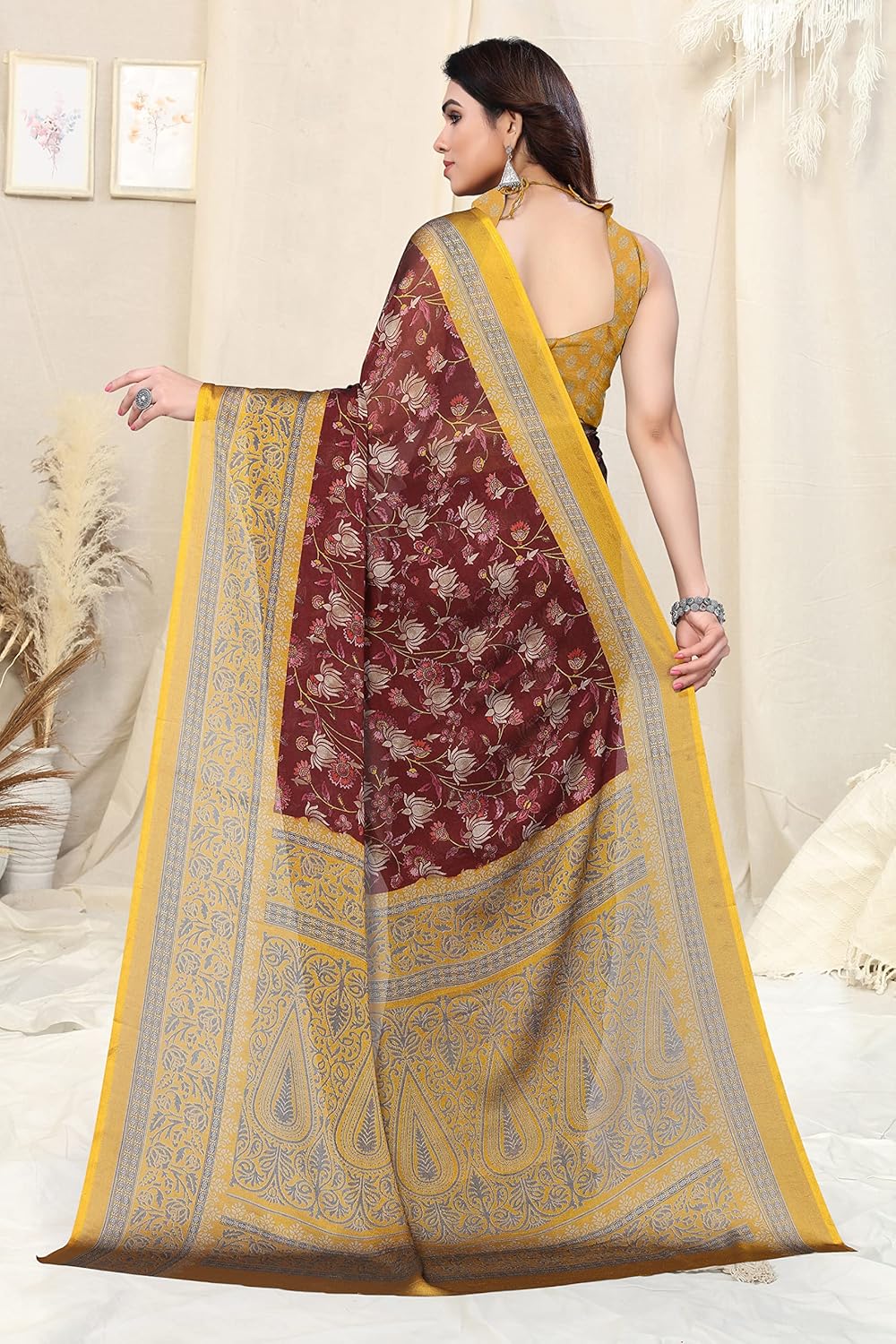 Women's Printed Saree with Blouse Piece