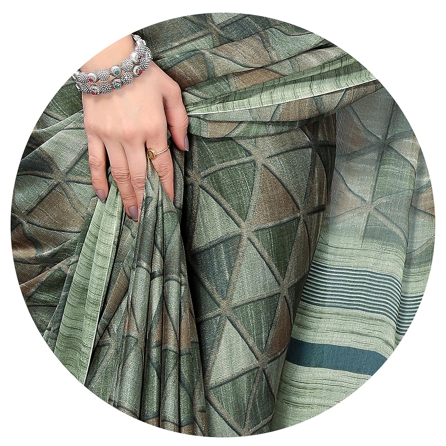 Women's Chiffon Printed Saree with BlousePiece