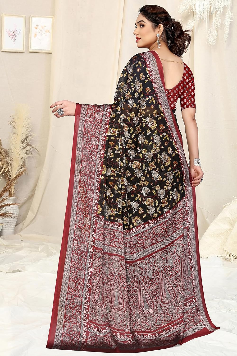 Women's Printed Saree with Blouse Piece