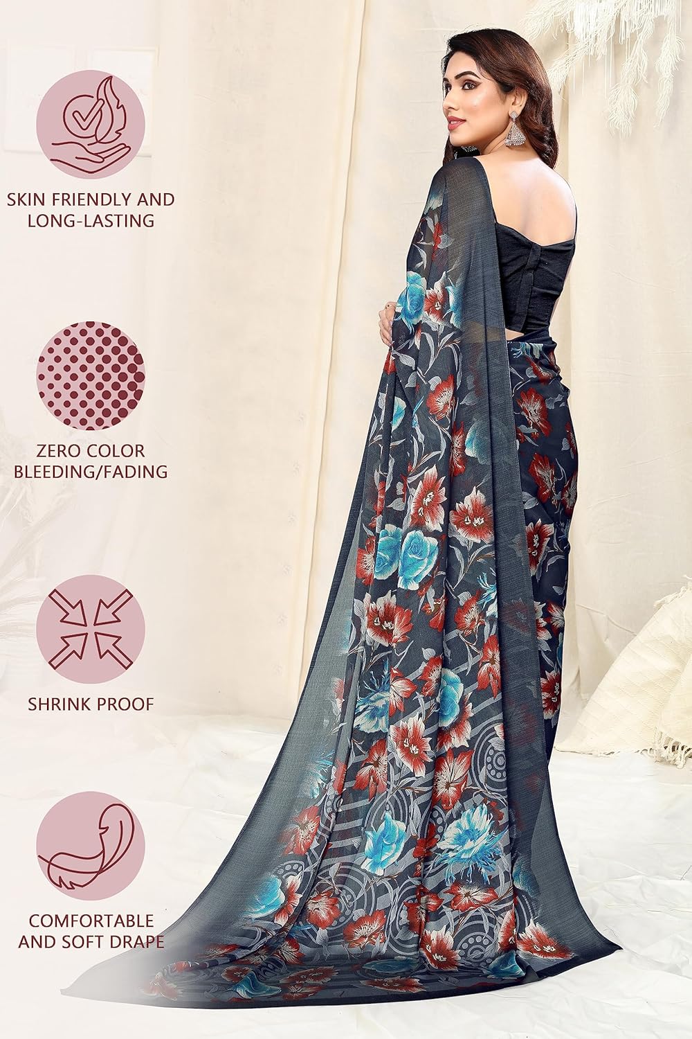 Women's Printed Saree with Blouse Piece