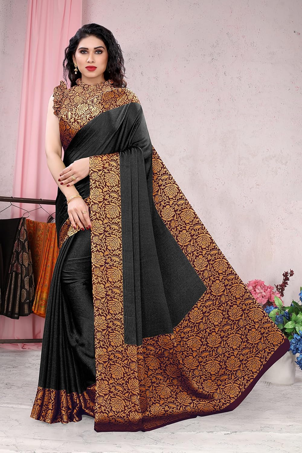 Women's Design Printed Saree with Blouse Piece