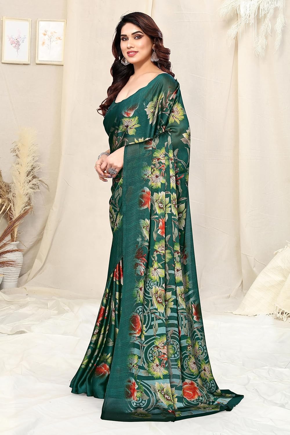 Women's Printed Saree with Blouse Piece