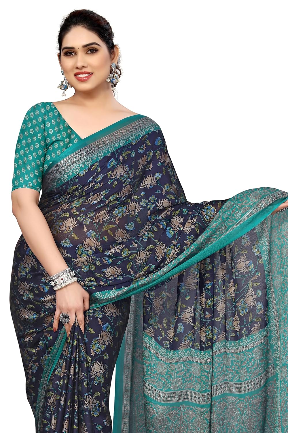 Women's Printed Saree with Blouse Piece