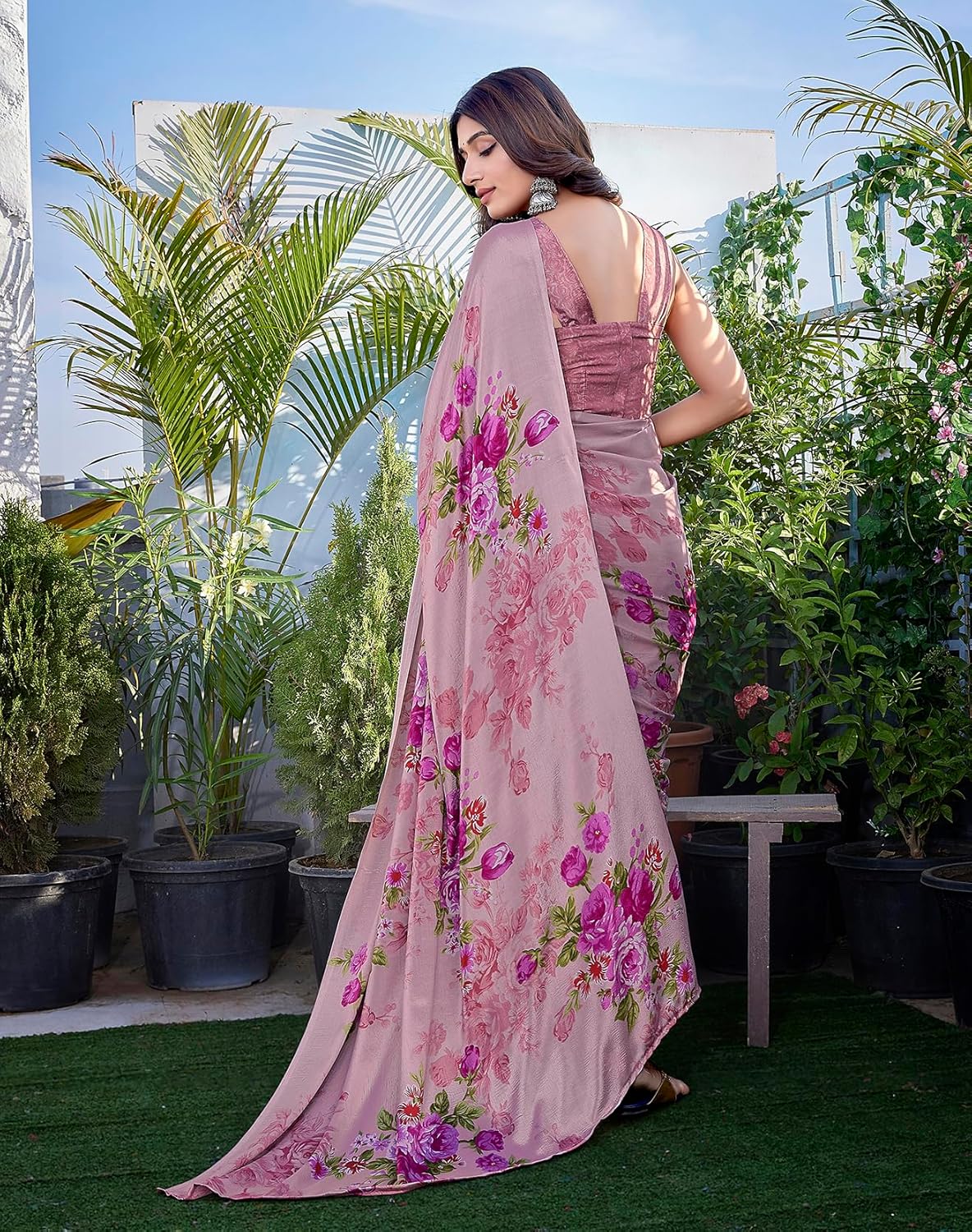 Yashika Women's Elegant Chiffon Saree Set with Blouse Piece