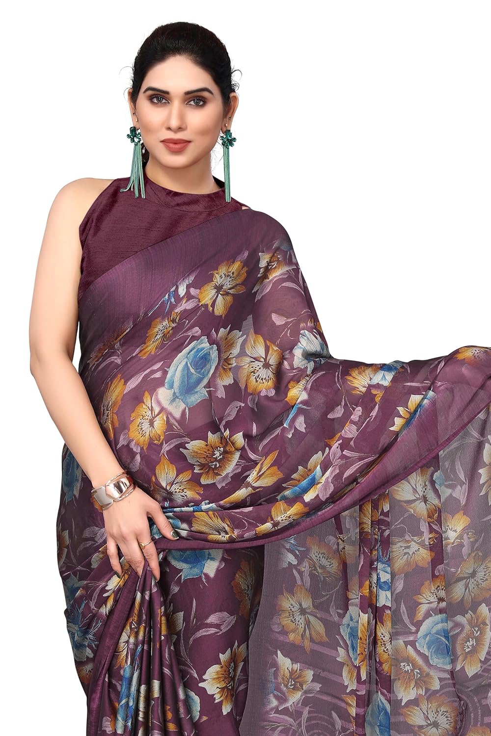 Women's Printed Saree with Blouse Piece