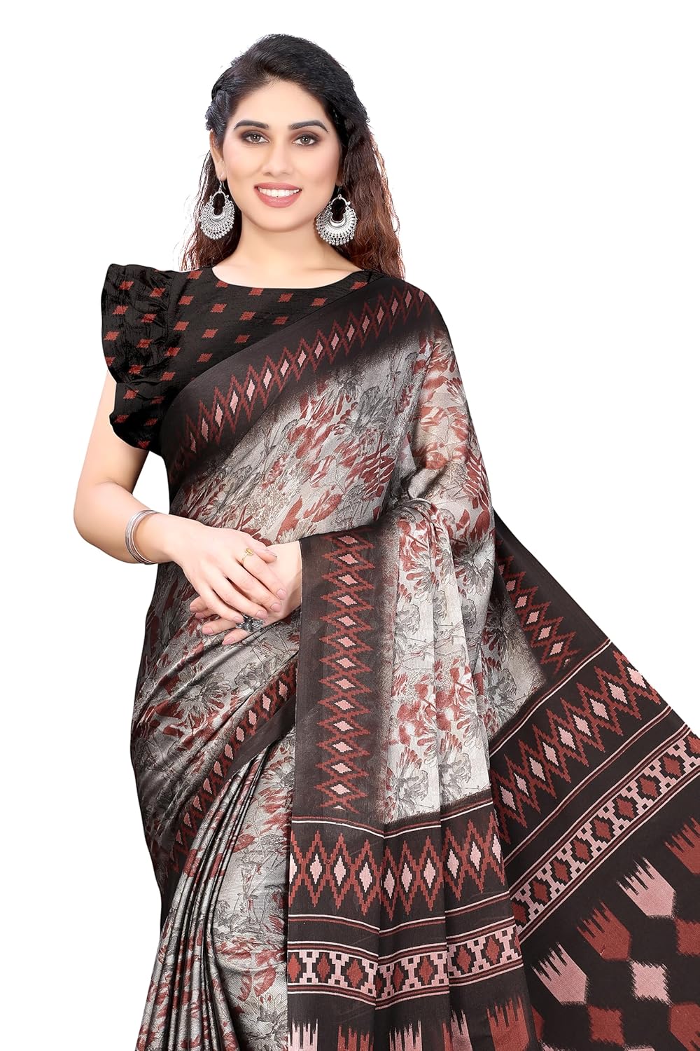 Women's Stylish Chiffon Print Saree with Blouse Piece