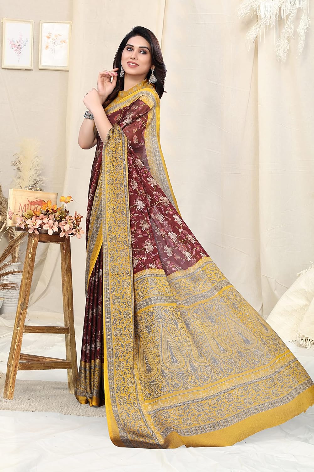 Women's Printed Saree with Blouse Piece