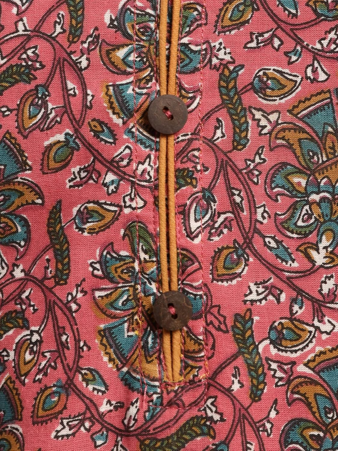 Rangita Coral Cotton Knee Length Printed Straight Kurti