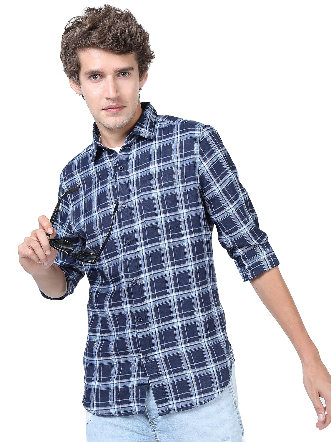 KETCH Men's Polyester Slim Fit Checked Full Sleeve Shirt