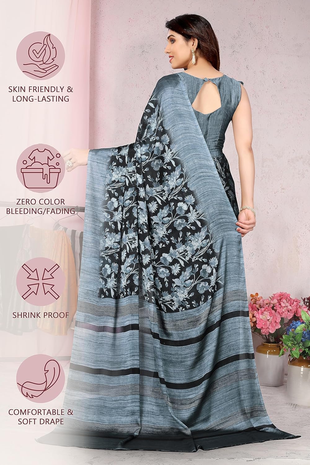 Women's Printed Saree with Blouse Piece