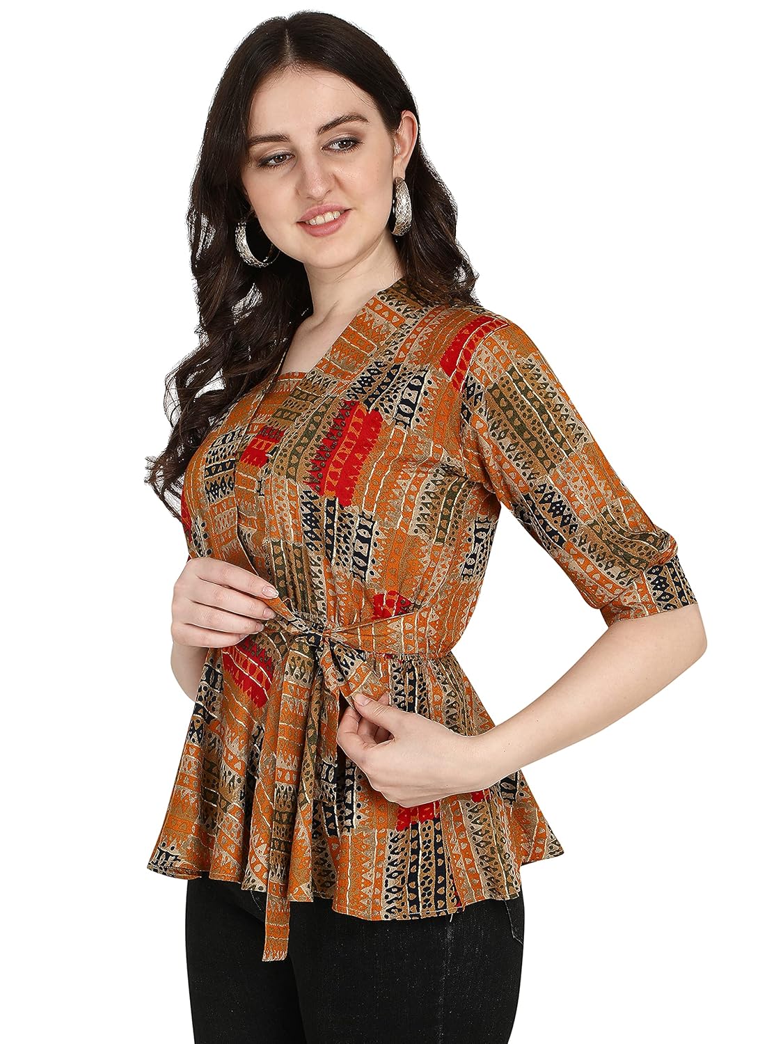 Leriya Fashion Women's Printed Regular Fit Top with Half Sleeves for Office Wear, Casual Wear, Under 399 Top for Women/Girls Top