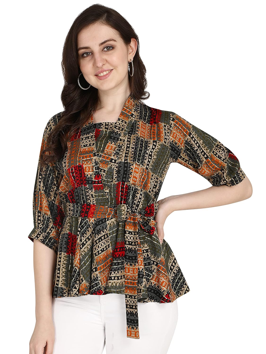 Leriya Fashion Women's Printed Regular Fit Top with Half Sleeves for Office Wear, Casual Wear, Under 399 Top for Women/Girls Top
