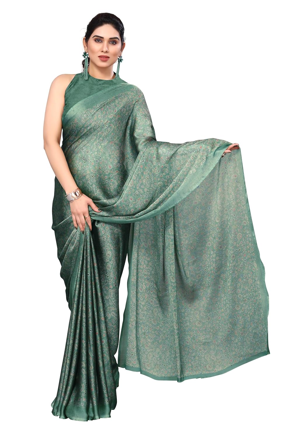 Women's Chiffon Floral Printed Saree with Blouse Piece