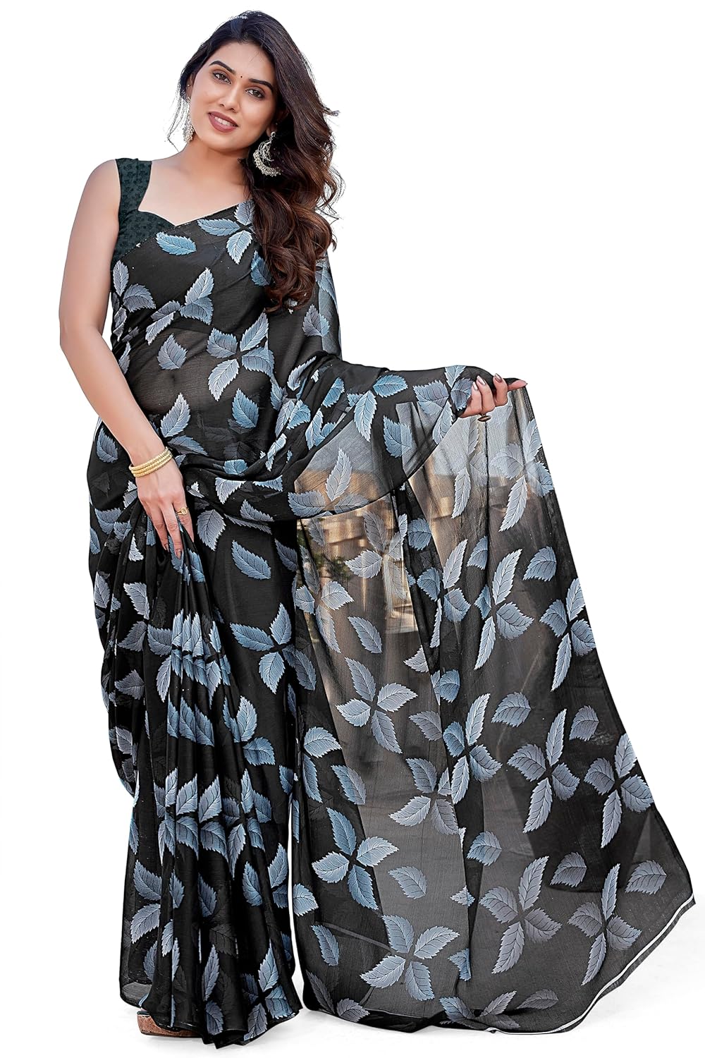 FASHION Floral Printed Saree with Blouse Piece