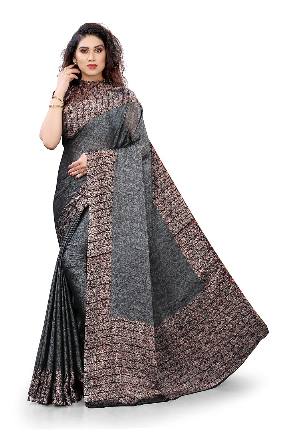 Women's Design Printed Saree with Blouse Piece