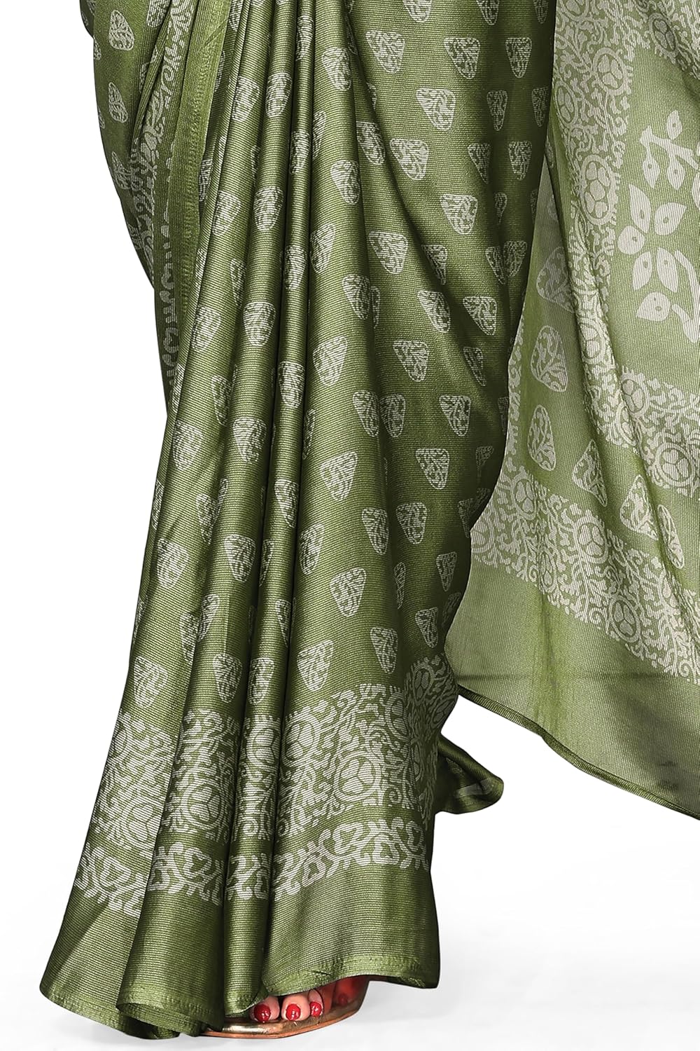 Women's Chiffon Block Printed Saree with Blouse Piece