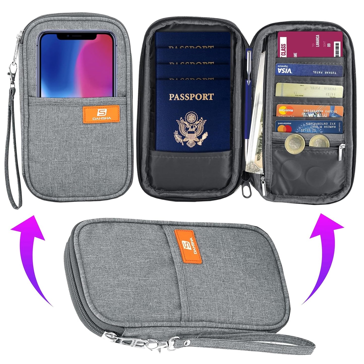 DAHSHA Fabric Travel Family Passport Holder Card