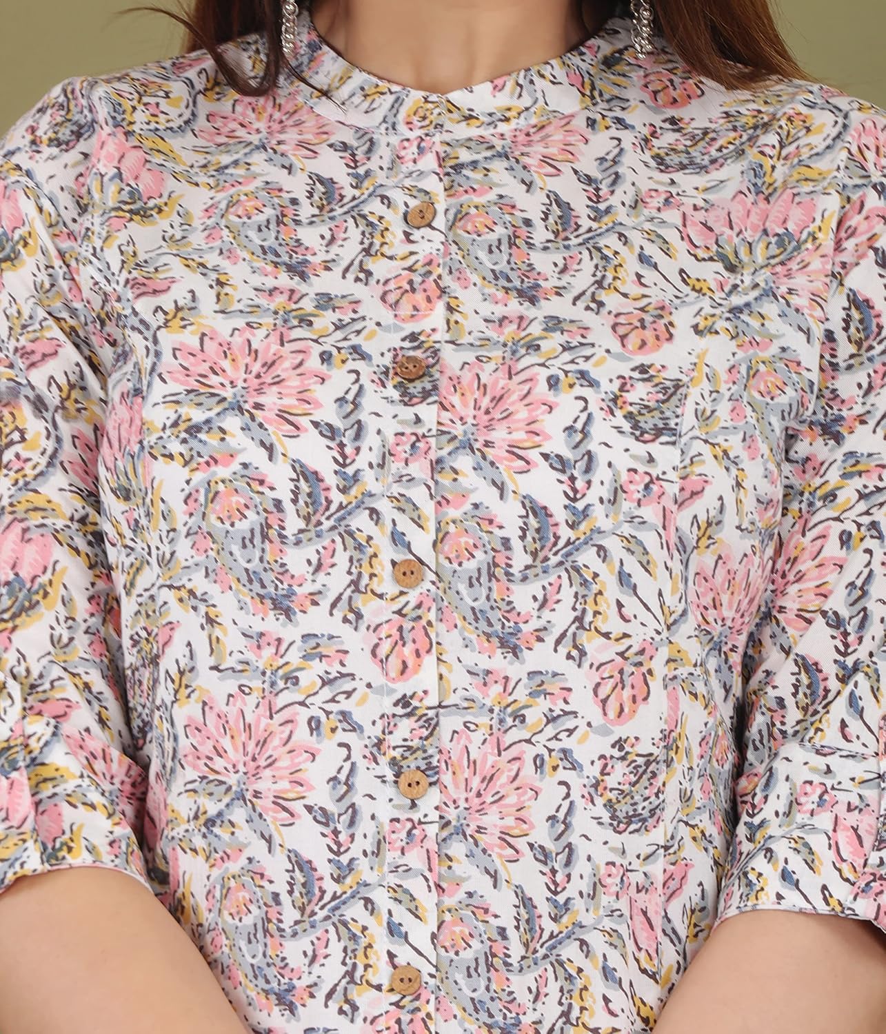 Gudwear Stylish Printed Button Down Style Shirt Top for Women
