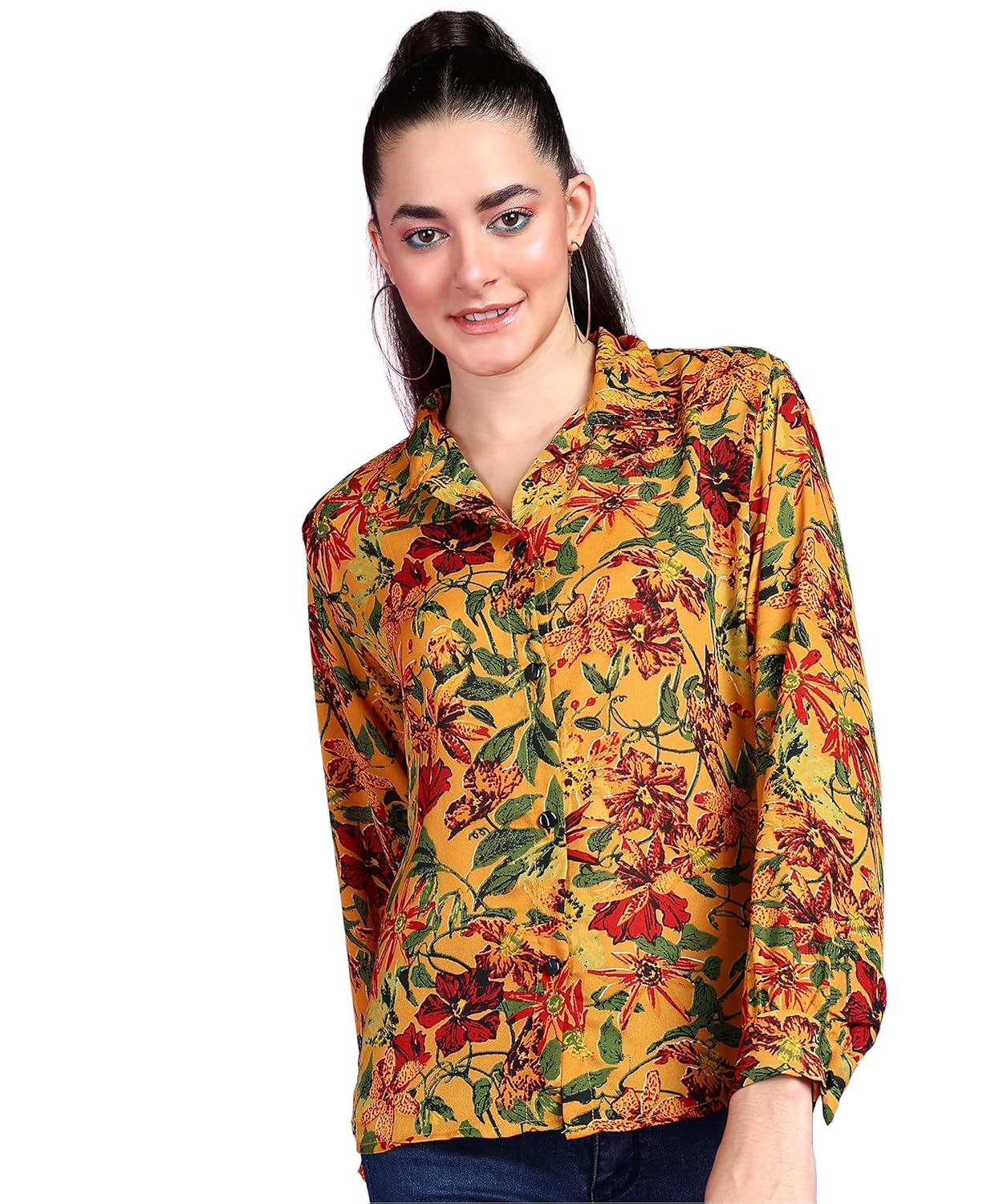 POPWINGS Printed Full-Sleeves Regular-Fit Polyester
