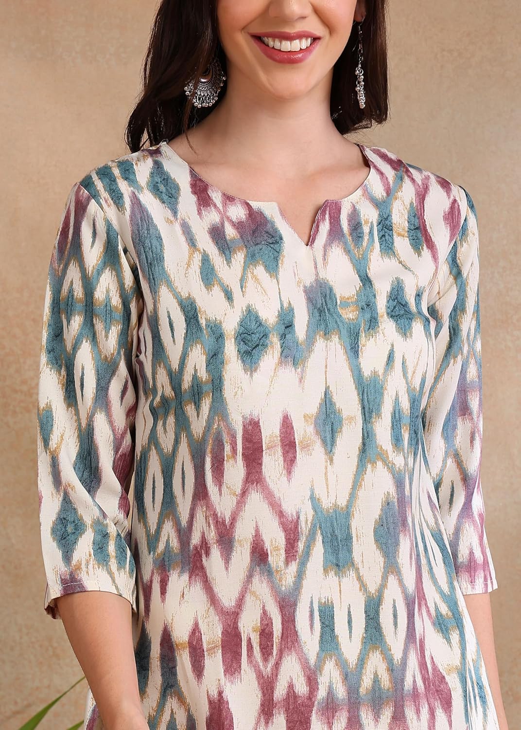 AAYLA Floral Print Poly Rayon Short Kurti