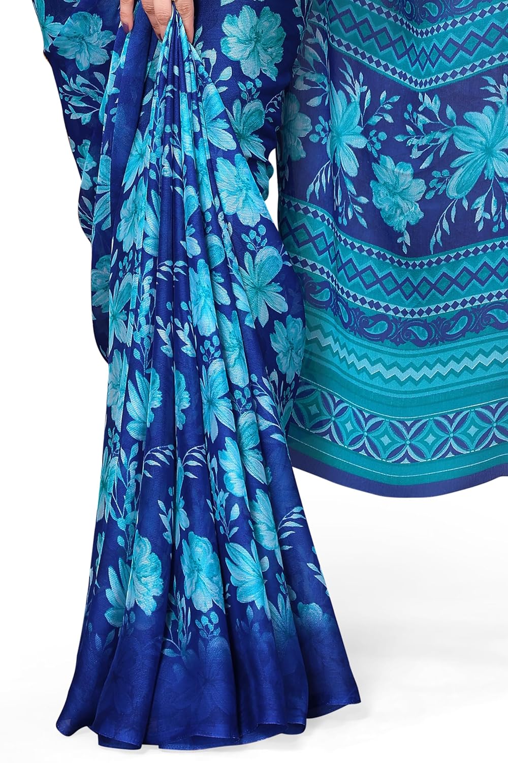 Women's Chiffon Floral Printed Saree with Blouse Piece