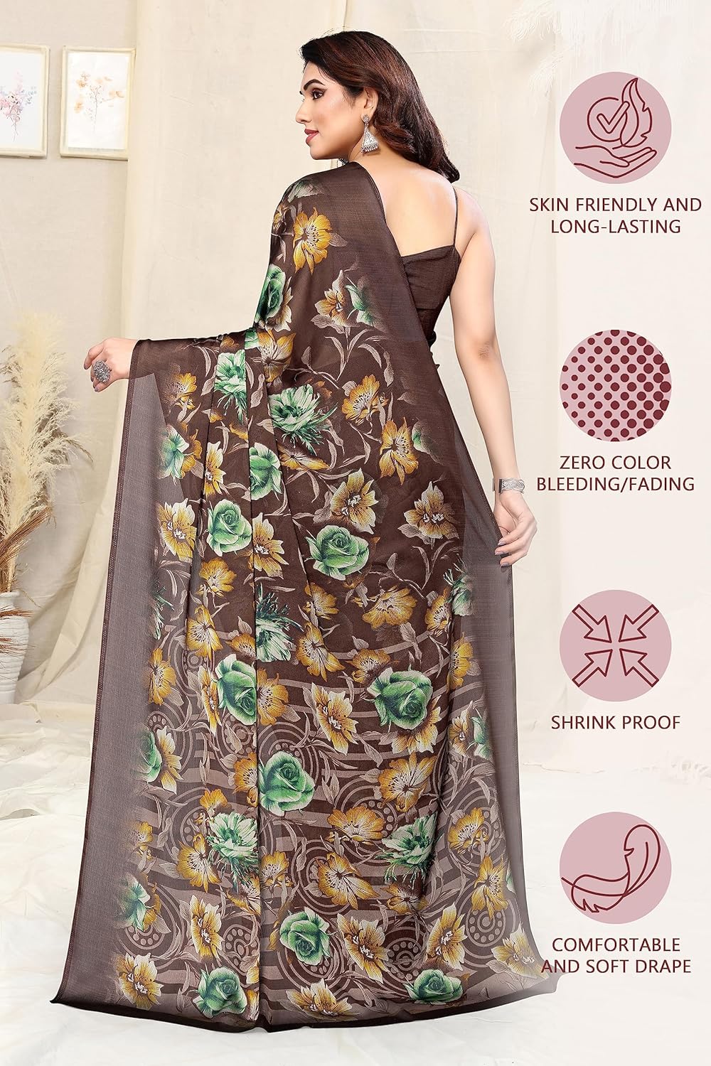 Women's Printed Saree with Blouse Piece