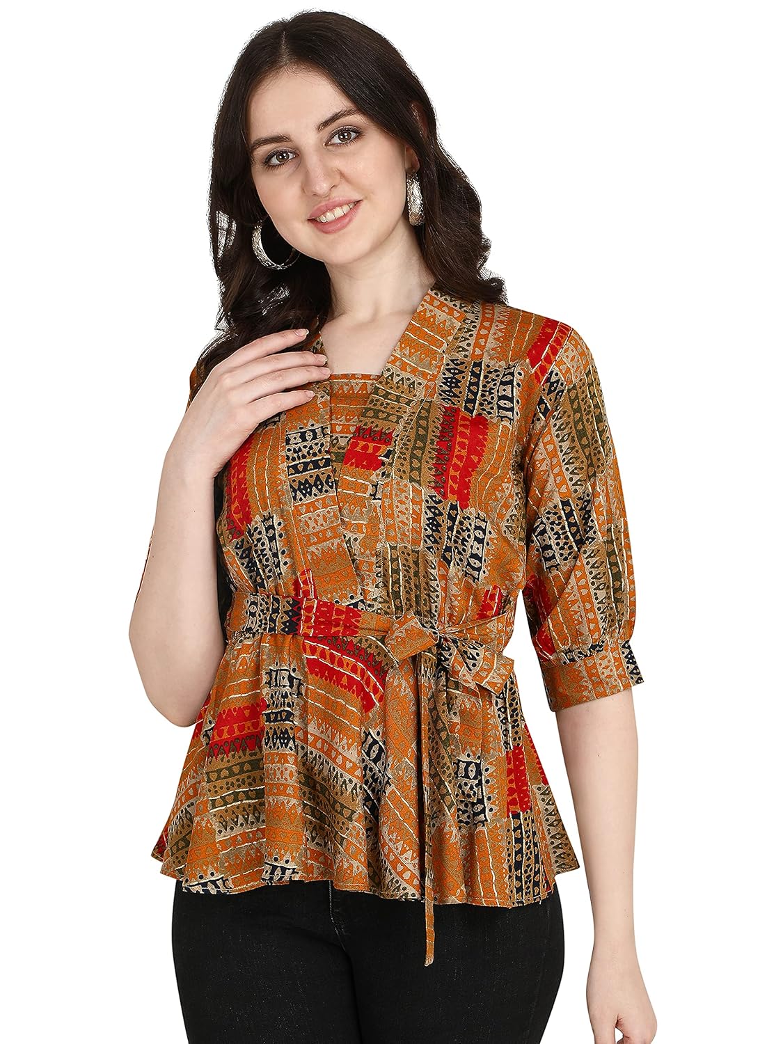 Leriya Fashion Women's Printed Regular Fit Top with Half Sleeves for Office Wear, Casual Wear, Under 399 Top for Women/Girls Top