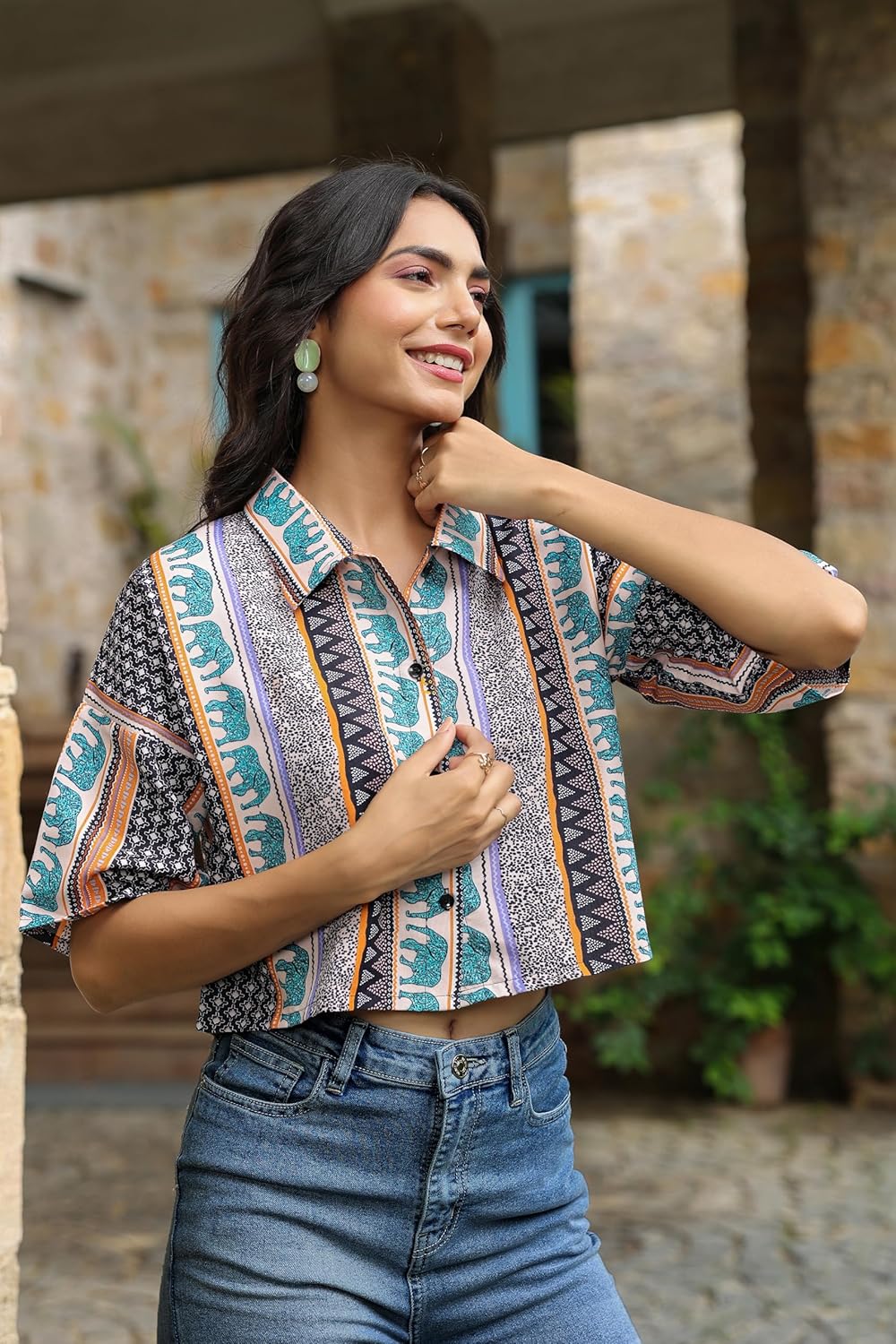 GRECIILOOKS Oversized Shirt for Women – Korean Casual Short Sleeve Loose Fit Top | Plus Size Summer Wear for Girls & Women