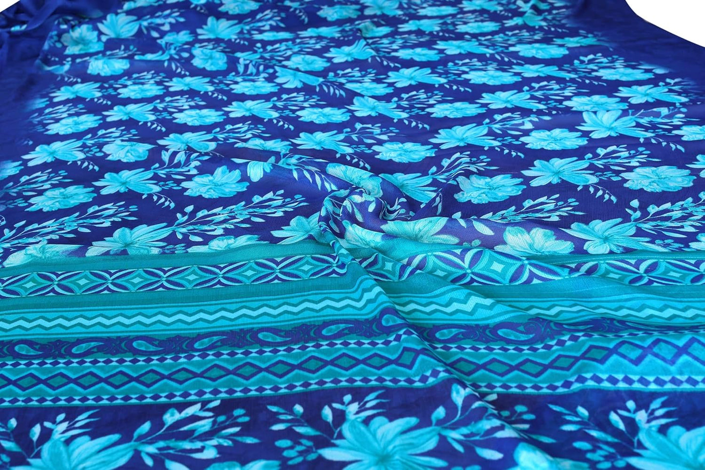 Women's Chiffon Floral Printed Saree with Blouse Piece