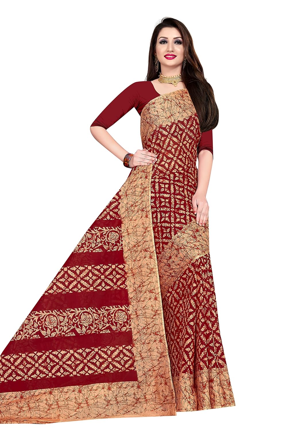Women's Plain Pure Cotton Saree Without Blouse Piece
