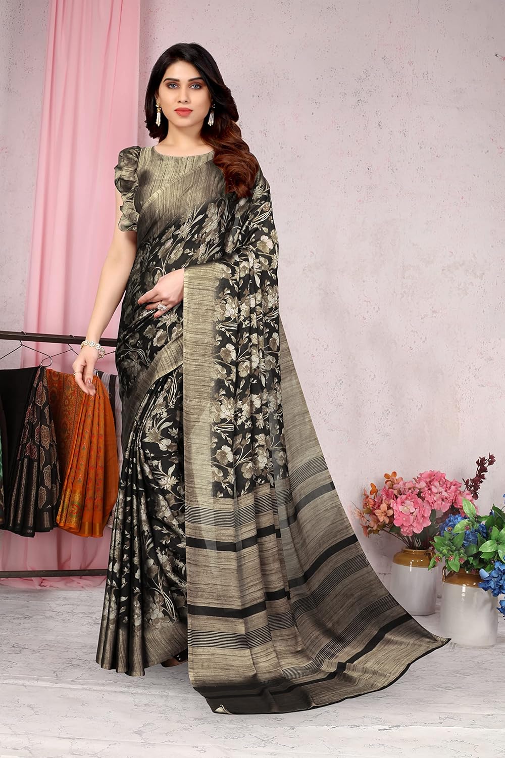 Women's Printed Saree with Blouse Piece