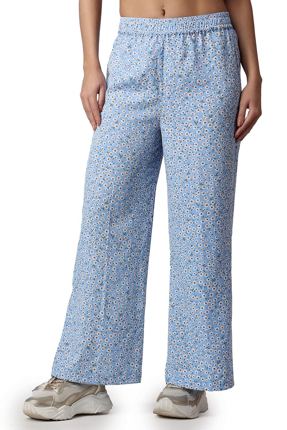 POPWINGS Casual Floral Printed Loose Fit Trousers