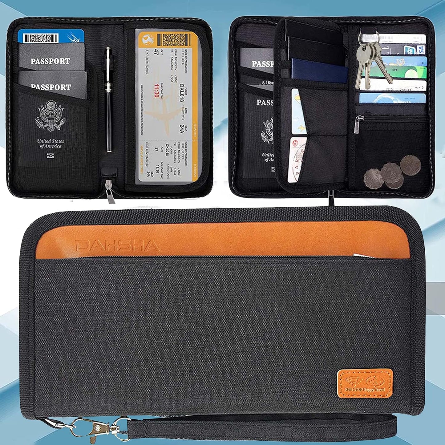 DAHSHA Fabric Travel Family Passport Holder Card
