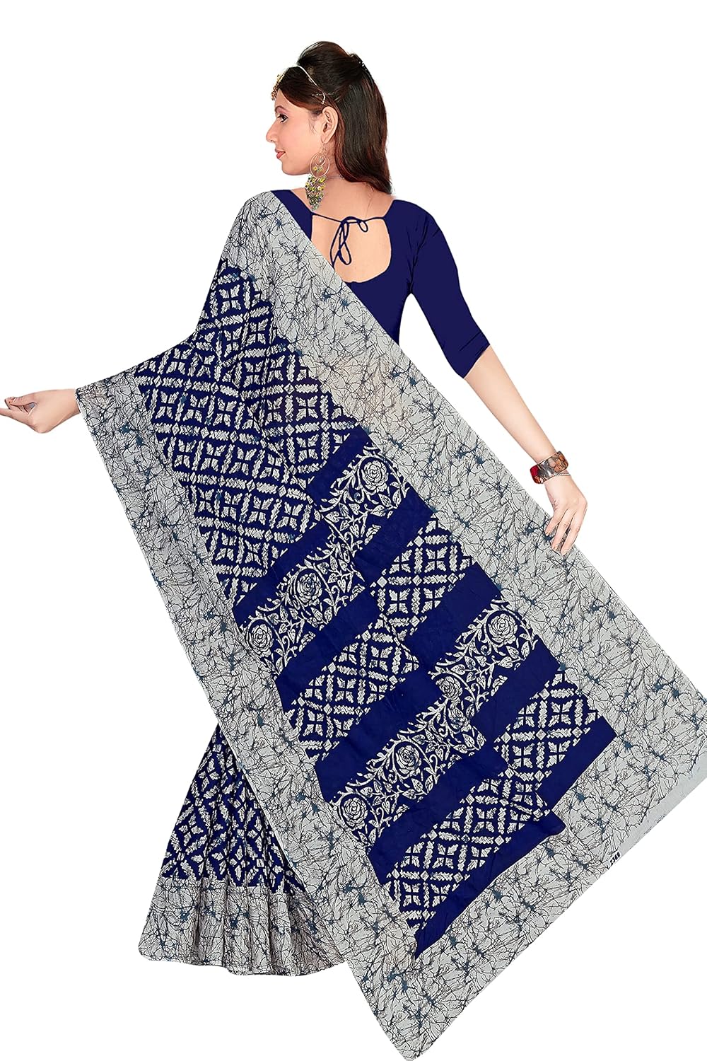 Women's Plain Pure Cotton Saree Without Blouse Piece