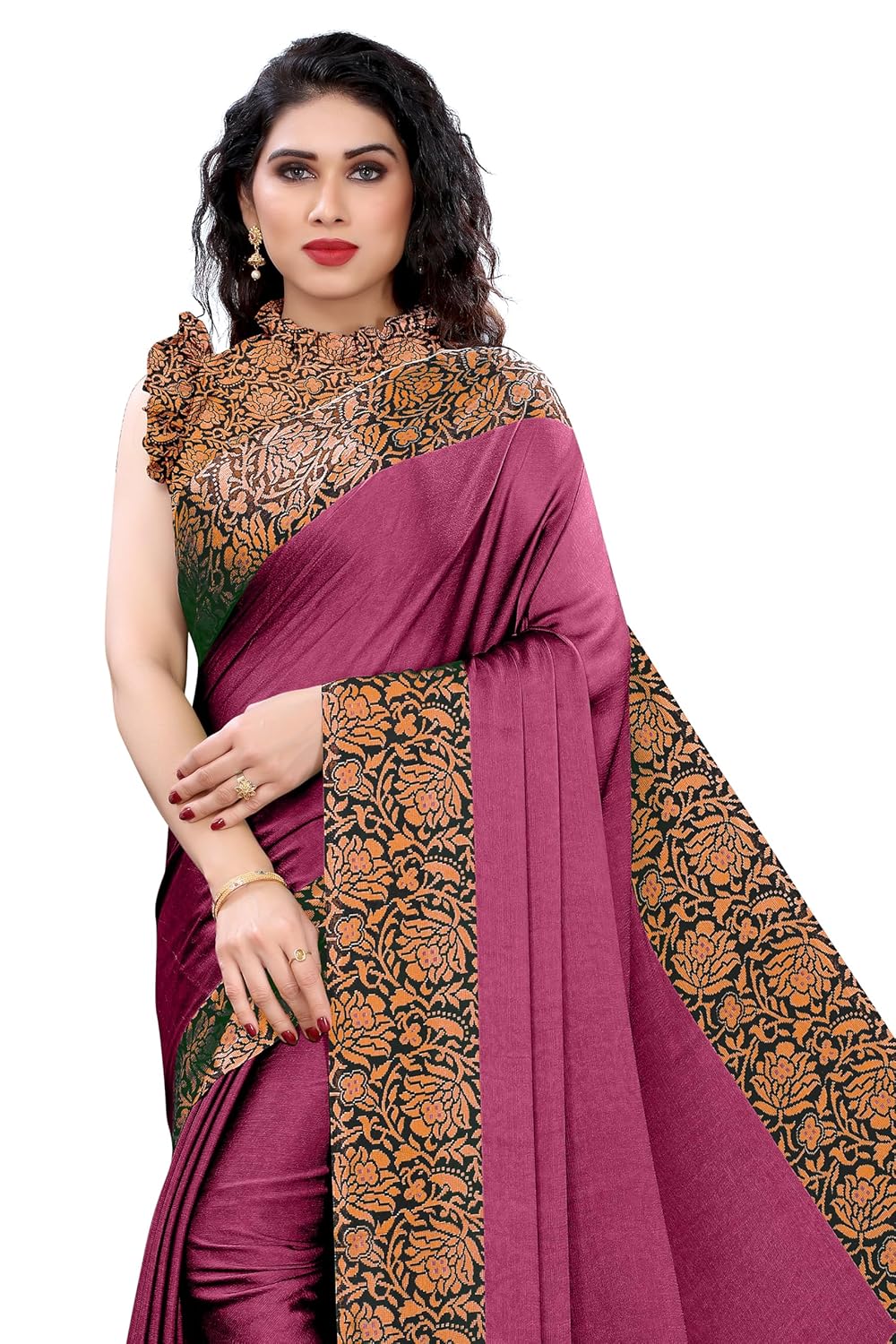 Women's Design Printed Saree with Blouse Piece
