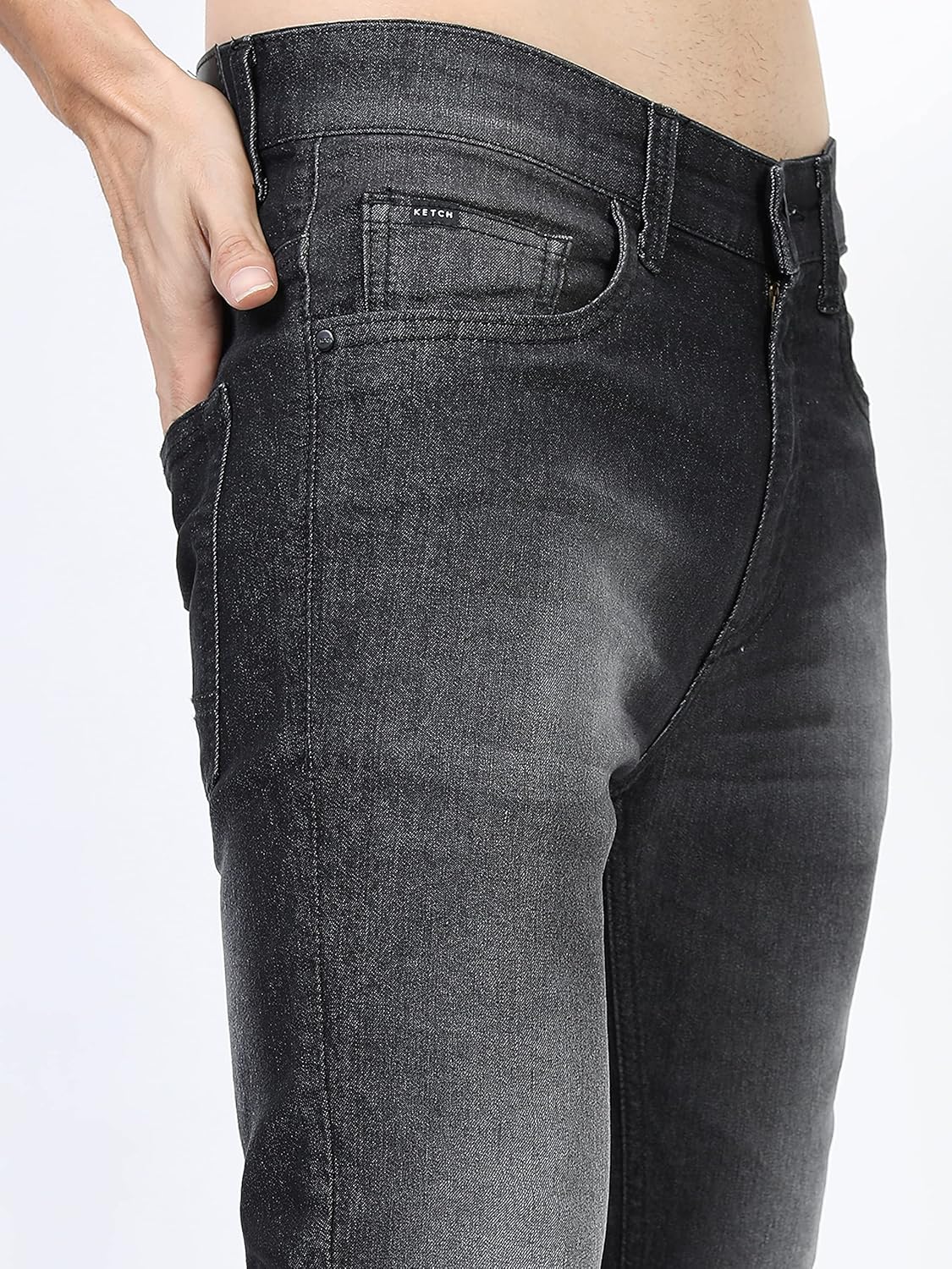KETCH Men's Skinny Fit Mid Rise Jeans