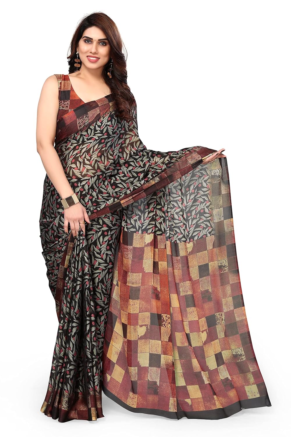 Women's Stylish Chiffon Print Saree with Blouse Piece
