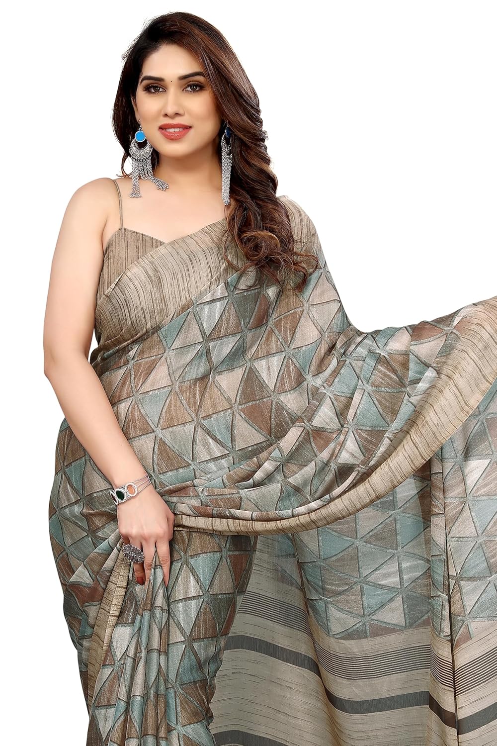 Women's Chiffon Printed Saree with BlousePiece