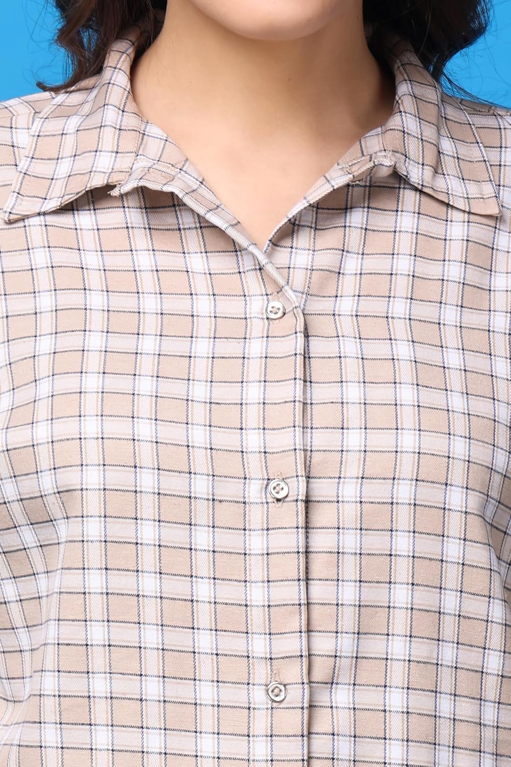 POPWINGS Casual Checks Print Shirt for Women